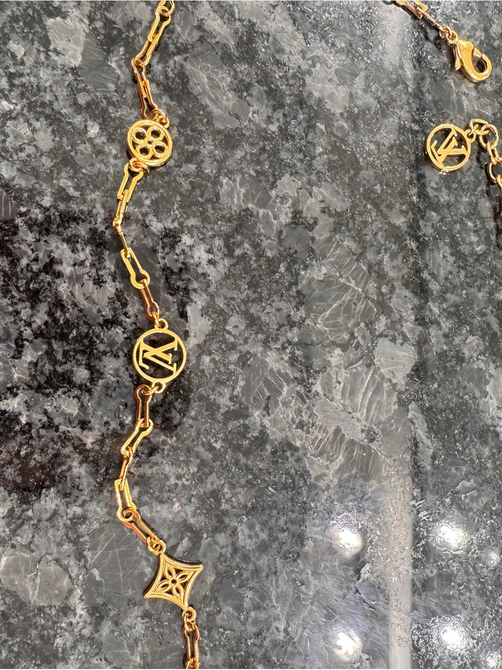 Louis Vuitton Forever Young Gold-Tone Logo Charm Necklace